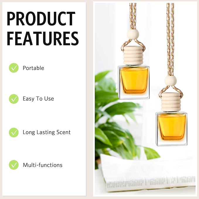 BBTO 100 Pcs Car Air Fresheners Diffuser with Wooden Cap Empty Aromatherapy Diffuser Clear Car Fragrance Holder Pendant Hanging Perfume Fresheners Bottles for Decor(CubeClear)