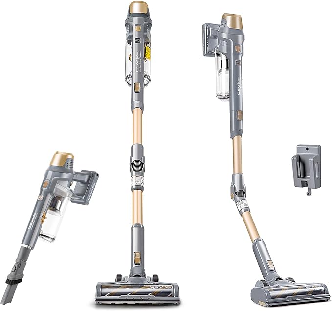 Kenmore DS4095 Brushless Cordless Stick Vacuum with EasyReach Wand Lightweight Cleaner 2-Speed Power Control LED Headlight Converts to Handheld for Hardwood Floors Carpet &amp Pet HairGold
