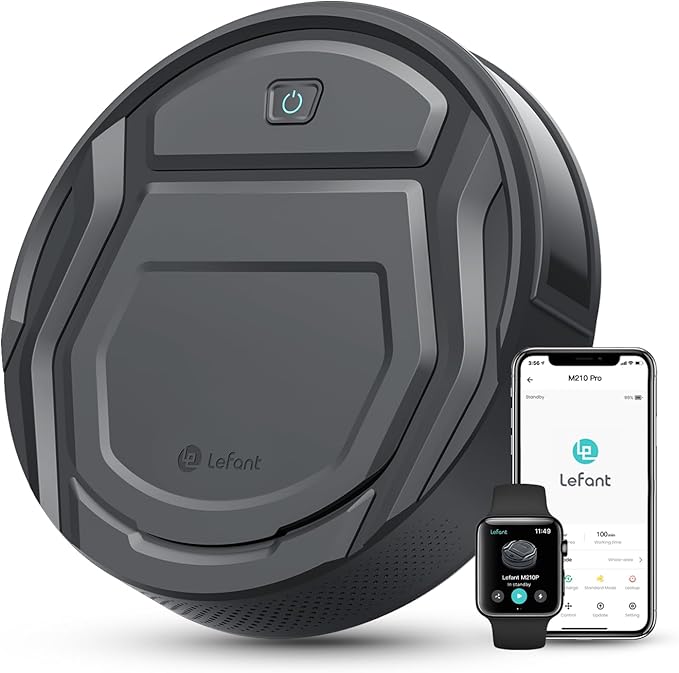 Lefant M210P Robot Vacuum Cleaner 4000pa Suction 200 Mins Runtime Super Thin Quiet Self-Charging Ideal for Pet Owners Multi Surface Cleaning APP/WiFi/Alexa Control Gray