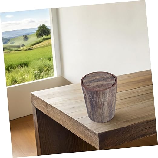 Mobestech Retro Wood Grain Plastic Trash Can Large Capacity Wastebasket for Bedroom Kitchen Office Bathroom Aesthetic Appeal Spacious Design for Spaces