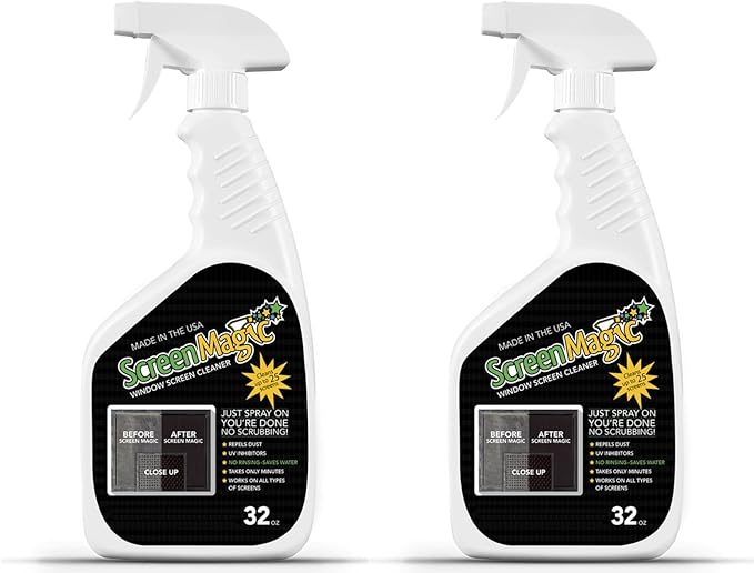 SCREEN MAGIC SM32T Screen Cleaner Spray - Trigger Sprayer For Windows &amp Doors - 2 Pack 32 Fl Oz Each