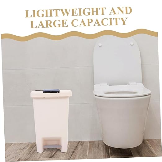Garneck Foot Pedal Trash Can with Lid Covered Wastebasket for Bathroom Kitchen Office Handsfree Easy to