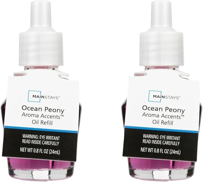 Mainstays Aroma Accents Fragrance Plug Set Soft Sea Glass with Aroma Accent Fragrance Oil Ocean Peony (Bundle)