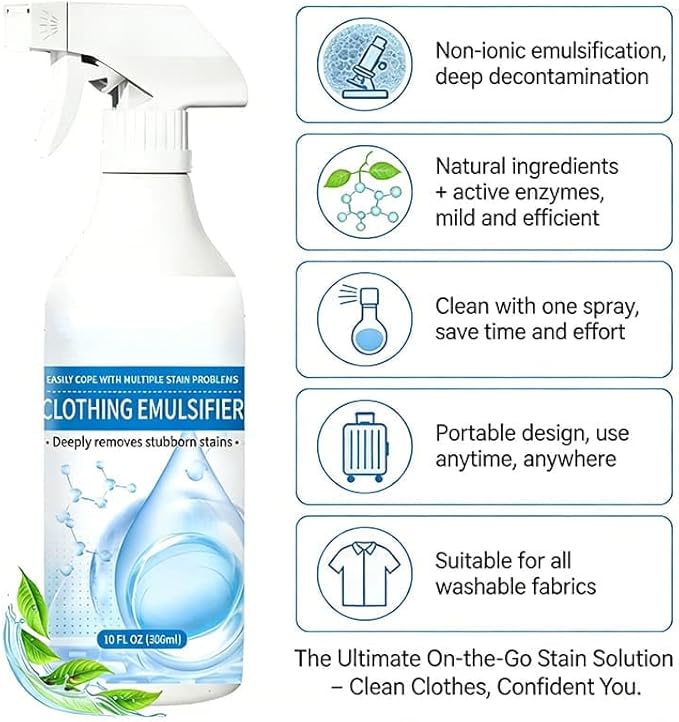 Clothing Emulsifier300ML Non Ionic Emulsifier Stain RemoverSpot Cleaner For ClothesNo Damage Fabric SpotFabric Conditioner Restore Color (2Pcs)