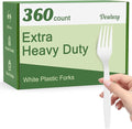 360 Count Extra Heavy Duty White Plastic Forks Disposable BPA-Free Heat Resistant Solid and Durable Disposable Forks Bulk Premium Plastic Forks heavy duty for Party Supply