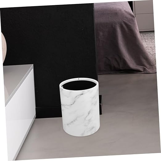 Alipis Trash Bin Marble Pattern Plastic Wastebasket Capacity for Bedroom Kitchen Living Decorative Design with Opening for Easy Use Stylish and Practical