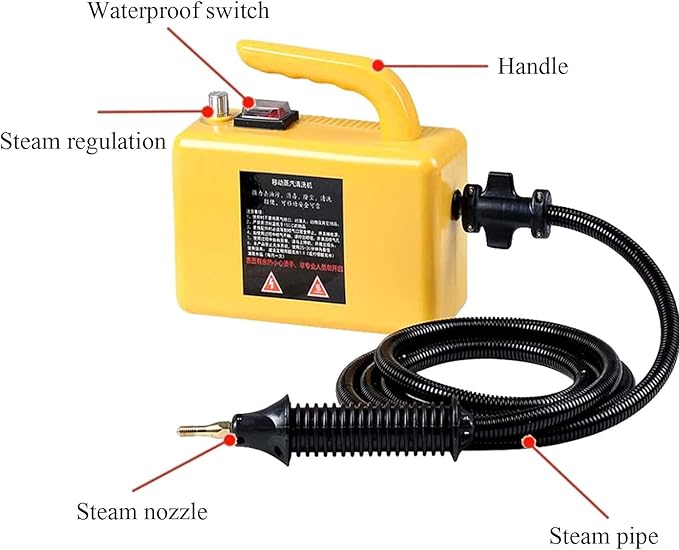 Handheld High Temperature Cleaner2600W High Pressure Steam CleanerTankless for KitchenBathroomFurniture and Car (110V/220V)Yellow-220V