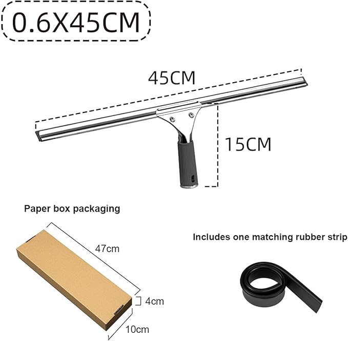 Scraping Glass Window Brush Style Glass Cleaning Wiper Single-Sided Window Cleaning Floor(Black 45cm)
