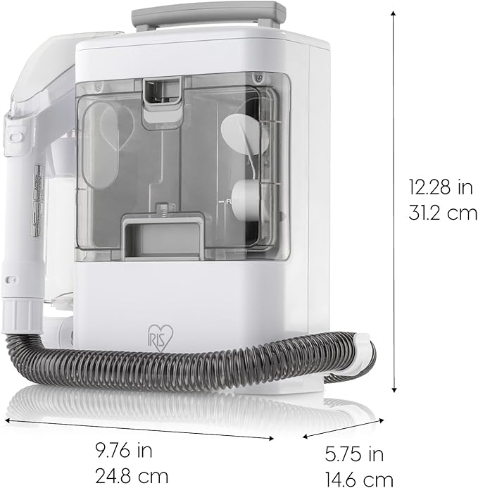 IRIS USA Carpet Spot Cleaner Machine with Auto Spray for Low Pile Carpets Couch Sofa Upholstery Car DetailingShallow Berber Rug Lightweight Portable Chemical-Free Stain Remover 500mL Water Tank