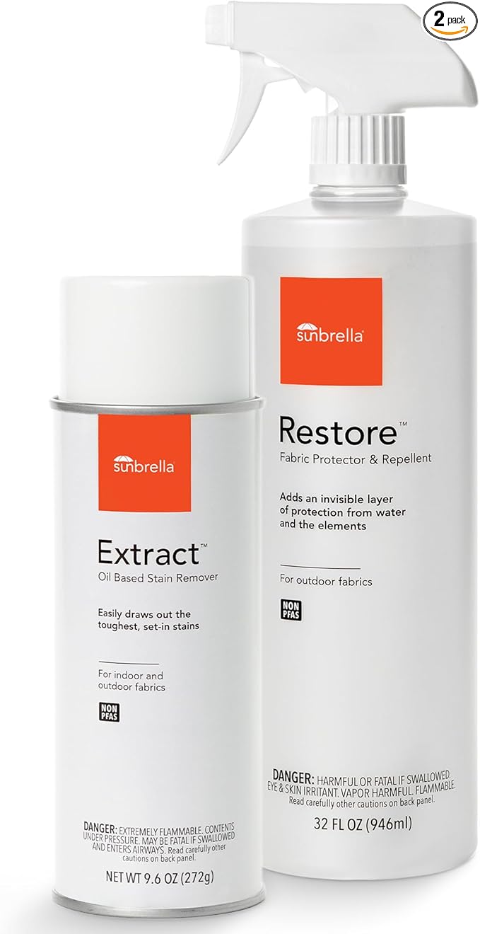 Sunbrella Extract (9.6 oz) + Restore (32 fl oz) Bundle | Extract Oil Stain Remover Fabric Cleaner with Restore Fabric Protector Spray &amp Water Repellent