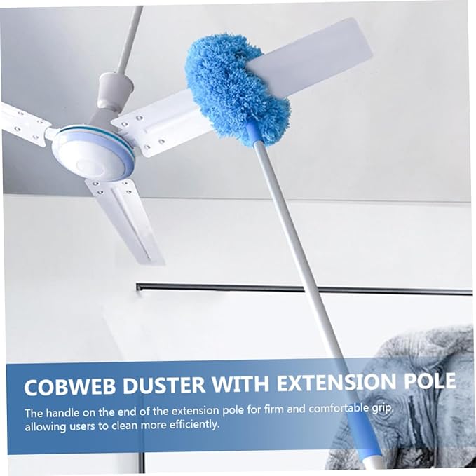 Extendable Duster Handle for High Ceilings Ceiling Fan Cleaning Cobweb Removal Flexible Microfiber -Saving Storage for