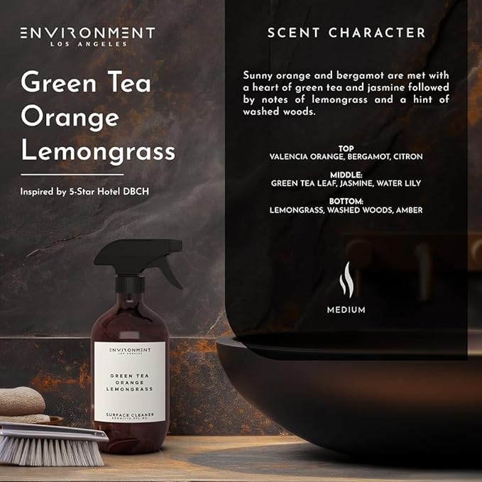 ENVIRONMENT Inspired by 5-Star Hotels DBCH Surface Cleaner 16oz Luxury Surface Cleaner (Green Tea | Orange | Lemongrass) Home Essentials Scented Cleaning Products Vegan &amp Cruelty-Free