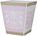 Baroque Damask Wastebasket (Pink/Mocha)