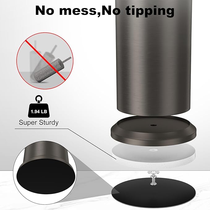 Pewter Toilet Brush and HolderExtra Long Handled Toilet Brush for BathroomStainless Steel Heavy Duty Toilet Bowl BrushRemovable Inner BowlDeep Cleaning Dense Bristles Cleaner Brush -Space Saving
