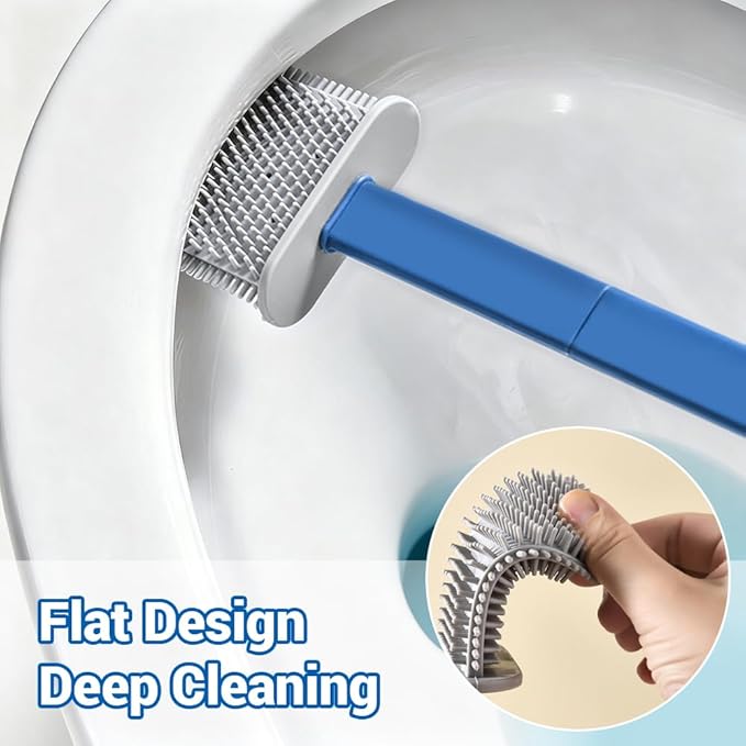 Toilet Brush Set Bathroom Accessories Toilet Bowl Cleaners Deep Cleansing Multifunctional Hanging Toilet Brush Set for Bathroom(Bule)