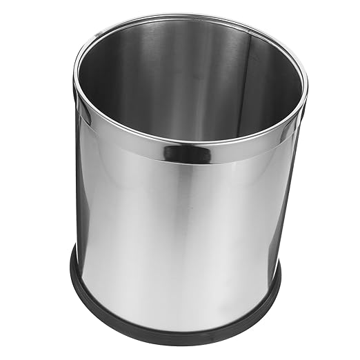 Stainless Steel Trash Bin for Home Opening Design Wastebasket for Kitchen Bathroom and Office Sleek and Simple Garbage Container for Everyday Use