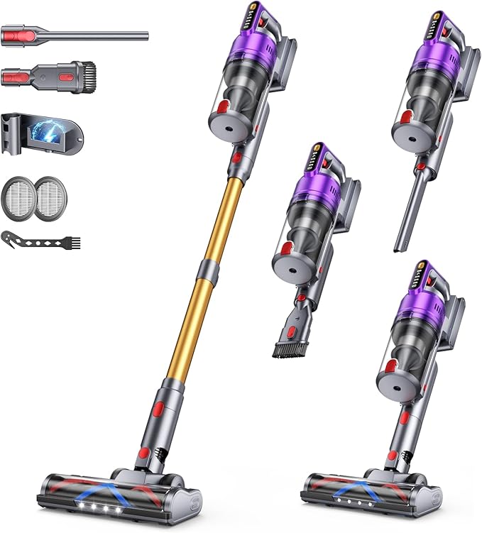 Cordless Vacuum Cleaner 680W 55kPa Vacuum Cleaners for Home Up to 75Mins Cordless Rechargeable Vacuum Cleaner Anti-Tangled Vacuum Cleaner 1.8L for Hardwood FloorCarpetsPet Hair Nova G8