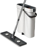 Hand Free Flat Mop 40cm Spin Floor Cleaner Combo Set with Bucket Washable Microfiber Wet Dry Bathroom Toilet Home Mops(40cm Bucket-6-Mop)