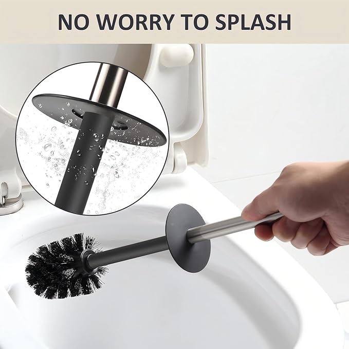 BGL Toilet Brush and Holder Set Brushed Nickel Aluminium Freestanding Toilet Bowl Cleaner Brush and Holder for Bathroom Storage and Organization Square Design Sturdy and Space Saving
