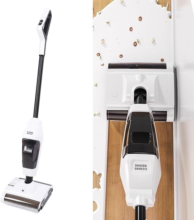 CHICIRIS Cordless Vacuum Mop Dual Rollers Wet Dry Floor Cleaner with 2 Speed Levels and Automatic Disk for Home Rug Carpet