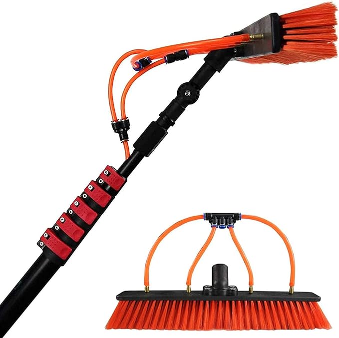 Glass Cleaning Brush Home Water Fed Telescopic Pole Kit Solar Panel Brush Rotating for Photovoltaic Panel24FT Water Fed Telescopic Brush Kit for Window &amp Solar Panel Cleaning - 3.6-11M Exte