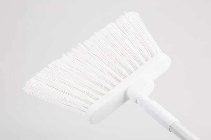 SPARTA 41082EC02 Plastic Color Coded Broom Flagged Bristles Long Broom With Angled Head For Large Debris 56 Inches White