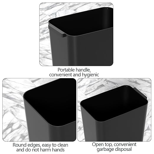 4.5 Gallon Slim Plastic Wastebasket 3 Pack Rectangular Small Trash Can Wastebasket for Office Bathroom Kitchen Black