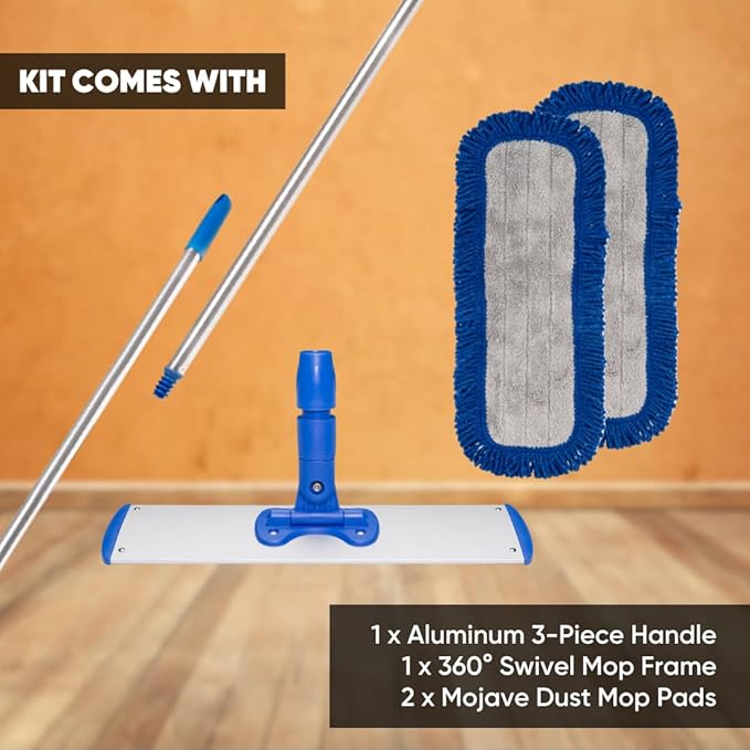 18 Mojave Microfiber Dust Mop System with 2 Dust Pads - Quickly Clean Hardwood Laminate Tile Stone Concrete