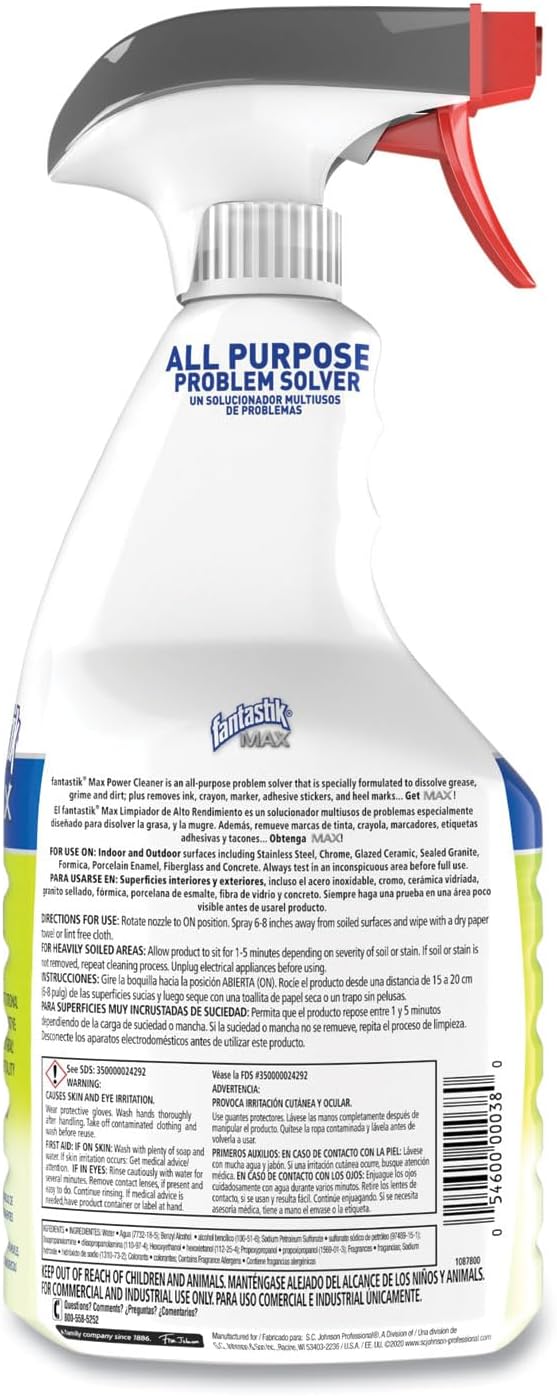 Fantastic MAX All Purpose Power Cleaner Degreaser Pleasant Scent 32 Fl Oz bundled with Micro Fiber Cloth