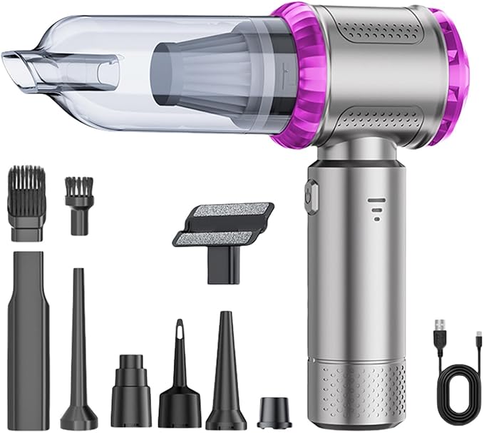 Powerful 22000Pa Wireless Handheld Vacuums Cleaner with 6000mAh Battery and 8 Accessories for Car Upholstery Home Office