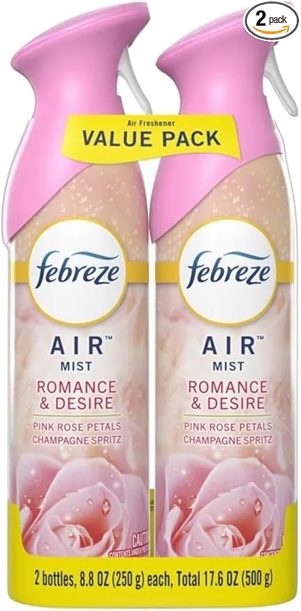 Febreeze Air Mist Romance and Desire Pink Rose Petals Champagne Spritz Limited Edition Air Freshener Spray 8.8 oz 2 Pack