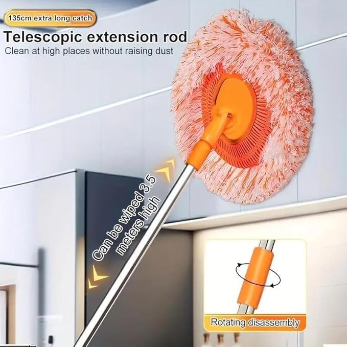 Wall Cleaner Mop with Long Handle 69 Inches Adjustable Ceiling Cleaning Tool Duster Extendable Long Handle Baseboard Cleaning Duster Ceiling Fan Blade Cleaner Duster