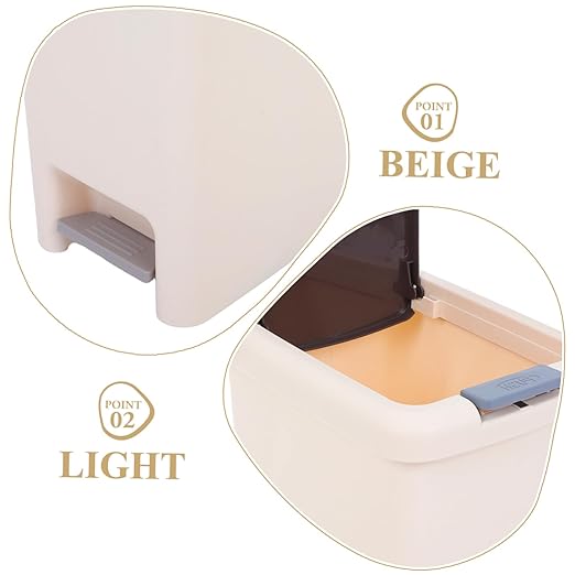 Alipis Pedal Trash Can Bathroom Waste Basket Plastic Recycling Can Lid Easy to Clean for Bedroom Kitchen Office