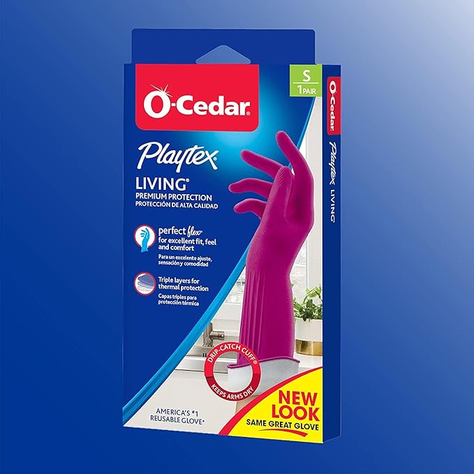 Playtex Living Reuseable Rubber Cleaning Gloves (Small 5 Pairs) Premium Protection Reusable Household Gloves