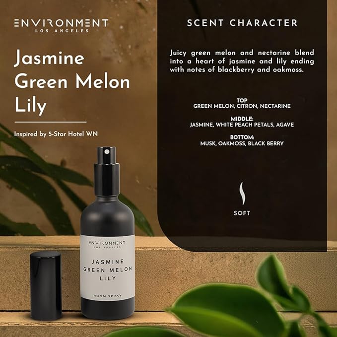 ENVIRONMENT Inspired by 5-Star Resort WN Room Spray 100ml Air Freshener (Jasmine | Green Melon | Lily) Home Fragrance Accessories Room Perfume Room Deodorizer Vegan &amp Cruelty-Free