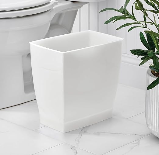 2.5 Gallon Small Plastic Bathroom Trash Can – Slim Rectangular Waste Bin for Bedroom Office Dorm Room &amp Bathroom – Clear Frosted Lightweight Garbage Can