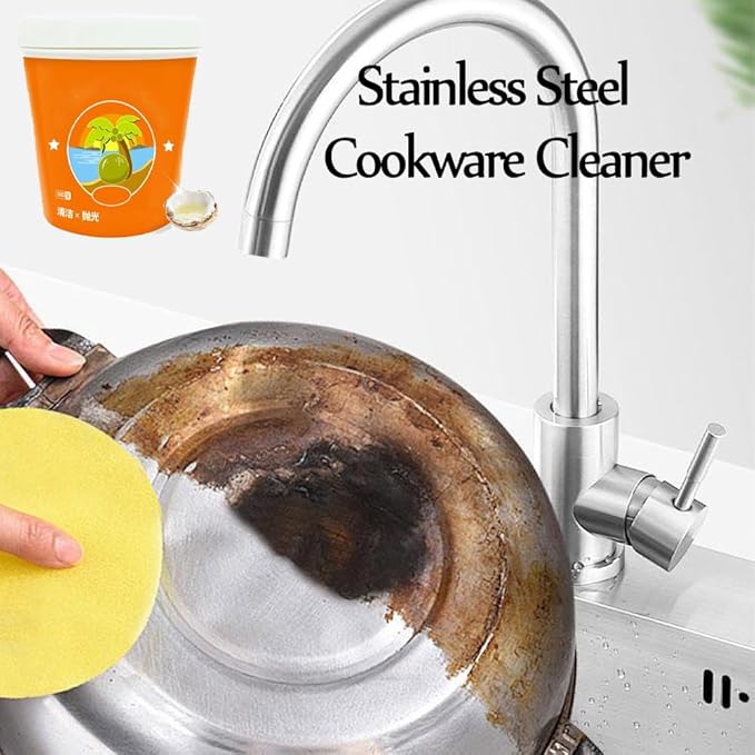 Multi-Purpose Coconut Oil Cleaning &amp Polishing Paste Stainless Steel Cookware Cleaner Multi-purpose Oil Cleaning Paste 380g Cookware Stainless Steel Cleaner (3PCS)