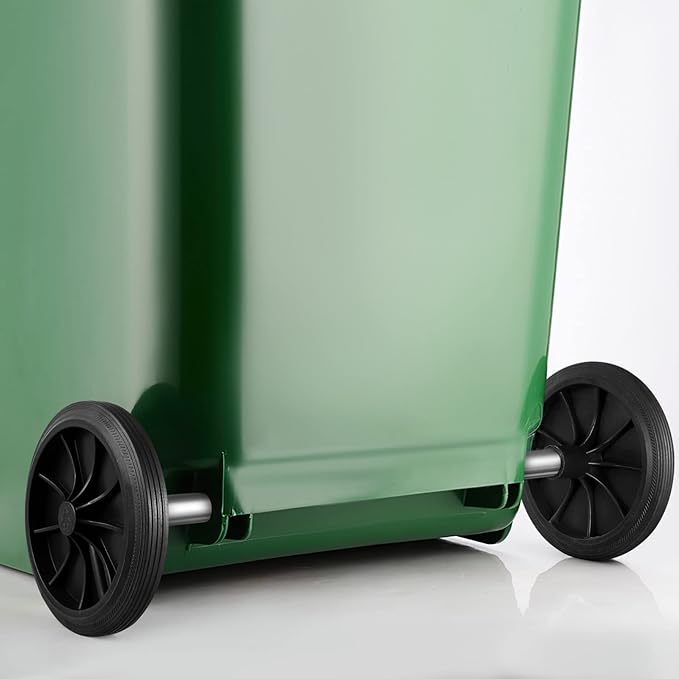 Angoily Trash Can Wheels Replacement Garbage Can Wheels Replacement Set Hollow Shaft 2 Rubber Wheels Pulley Wheel Trash Bin Wheels Replacement