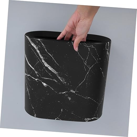 PRETYZOOM Marble Trash Bin for Bathroom Elegant Decorative Wastebasket for Home Kitchen Office and Hotel Use and Easy to Clean Design for Stylish Garbage Storage