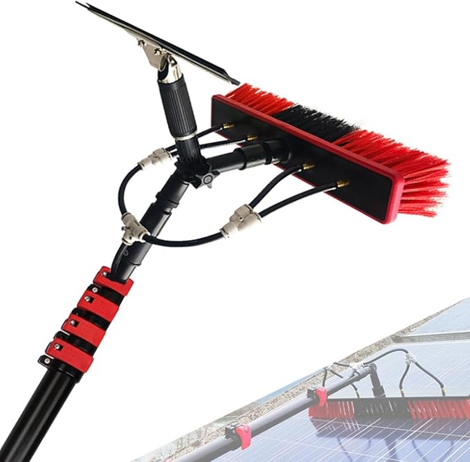 Water Fed Pole Kit Professional Solar Panel Window Cleaner with Squeegee &amp Telescopic Brush for Truck Caravan Window Glass Cleaning Kit Washer Spray Washing System20FT/6M