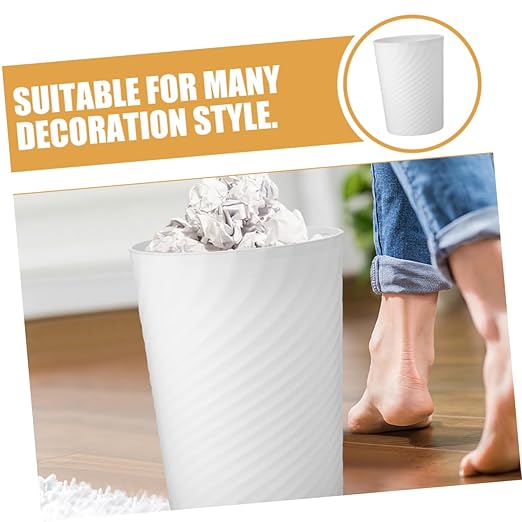 Alipis Practical Trash Can Medium Open Top Wastebasket for Bathroom Office Kitchen and Home Use Versatile Garbage Container White