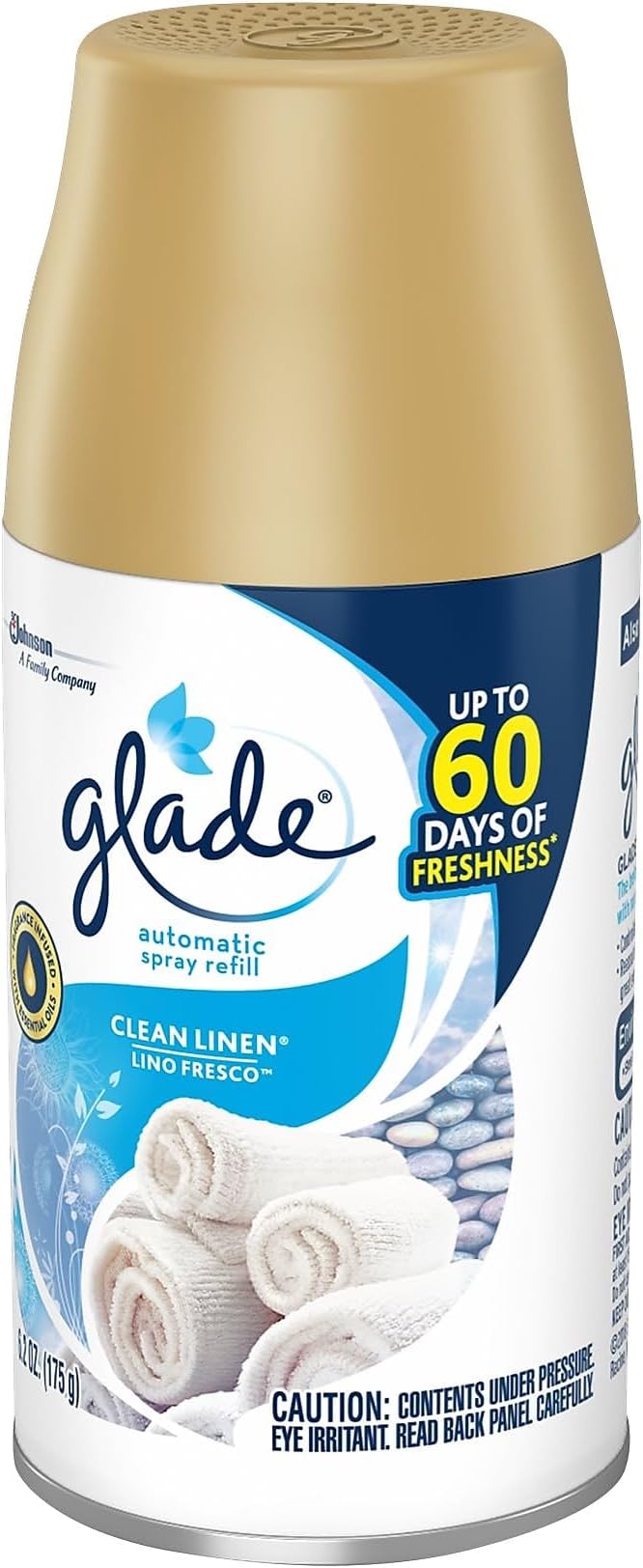 Glade Automatic Spray Refill and Holder Kit Air Freshener for Home and Bathroom Clean Linen 6.2 Oz 2 Count