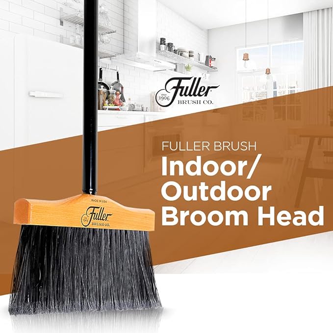Fuller Brush 10-Inch Upright Maple Wood Broom Head – Indoor and Outdoor Cleaning Head for Hard Surfaces Including Tile Concrete Garage Floors Workshops Basements and Commercial Spaces