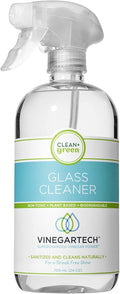 CLEAN+GREEN VinegarTech Glass Cleaner Spray - Cleaning Vinegar- Vinegar For Cleaning Purpose - Glass Cleaner Window Cleaner Bathroom Glass Cleaner- Spray Cleaner for House Supplies- 24 Fl Oz