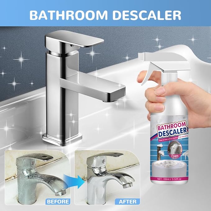 Bathroom Descaler Foam Cleaner 2026 New Powerful Cleaner Spray Stubborn Stains Cleaners Multipurpose Bathrooms Cleaning Foam Spray Rinse Cleaning Foam for Kitchen Bath Sink Glass (2PCS)