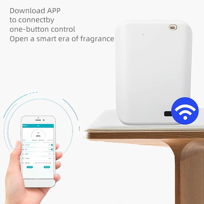 Smart APP Scent Diffuser Wall Mount Waterless Diffuser Silent Air Freshener Diffuser for Hotels Offices Conference Rooms Clubs (White)