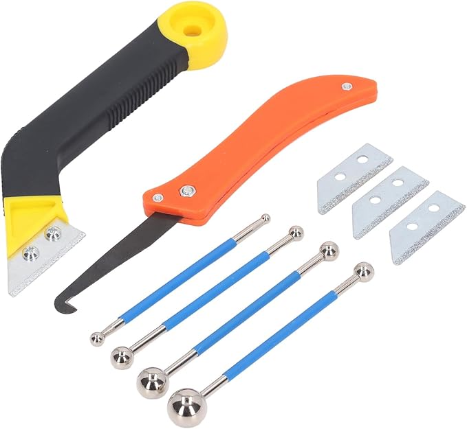 Caulking Tool Kit Angled Grout Saw Double Ended Ball Tiling Tool for Tile Joint Cleaning Filling