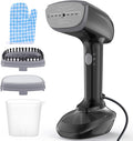Powerful Handheld Fabric Steamer - 1800W with Fast Ceramic Heat-Up Plate 2-in-1 Ironing &amp Wrinkle Remover Steam Nozzle Lint Brush - Black for US 120V Only