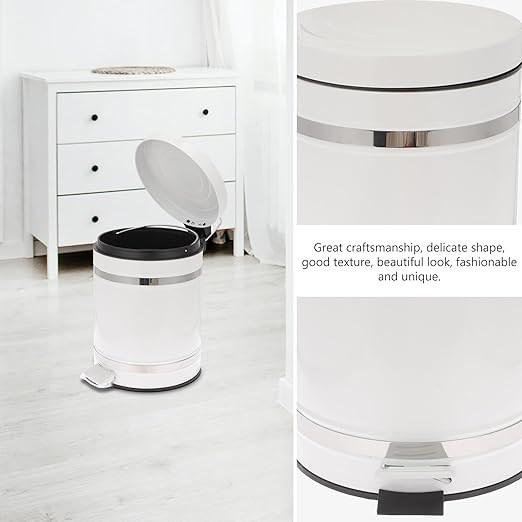 Sosoport Step-on Trash Can with Lid 5.3 Gallon Round Roman Pattern Pedal Garbage Bin Iron Industrial Style Waste Basket for Bathroom and Home Office Use