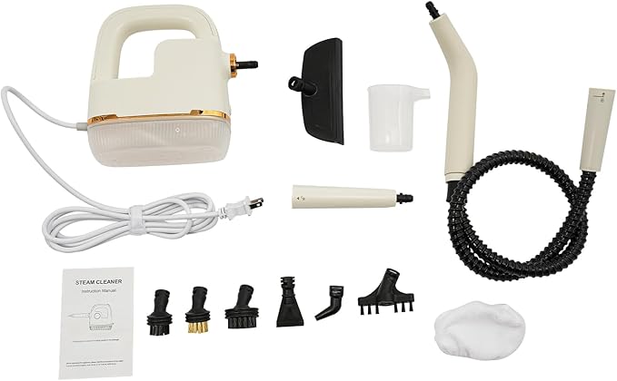 Steam Cleaner Handheld Multi-Surface Steam Cleaner with Multiple Accessories Steamer for Cleaning Floor Upholstery Grout and Car (Beige)